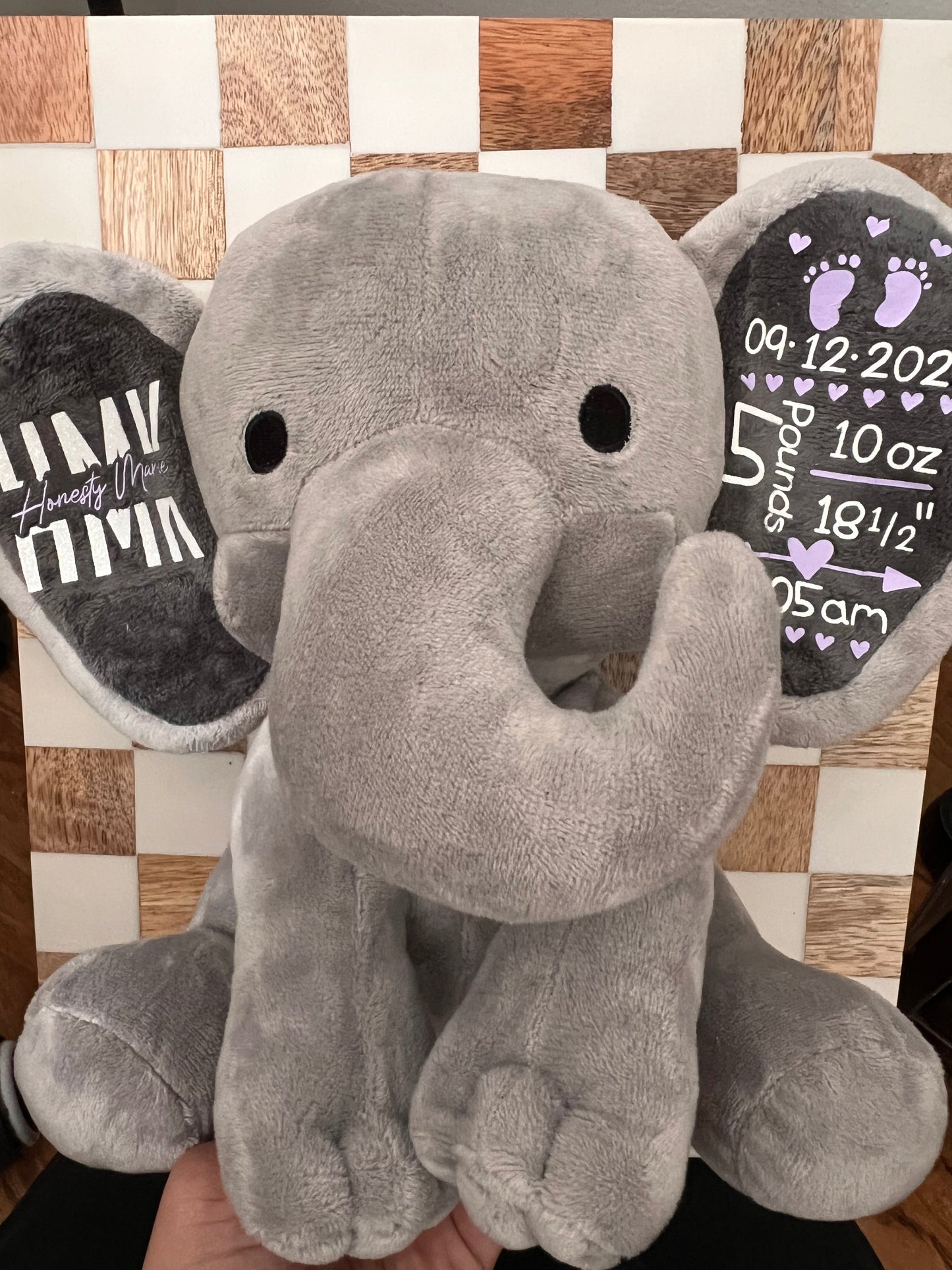 Personalized Baby Birth Stats Elephant