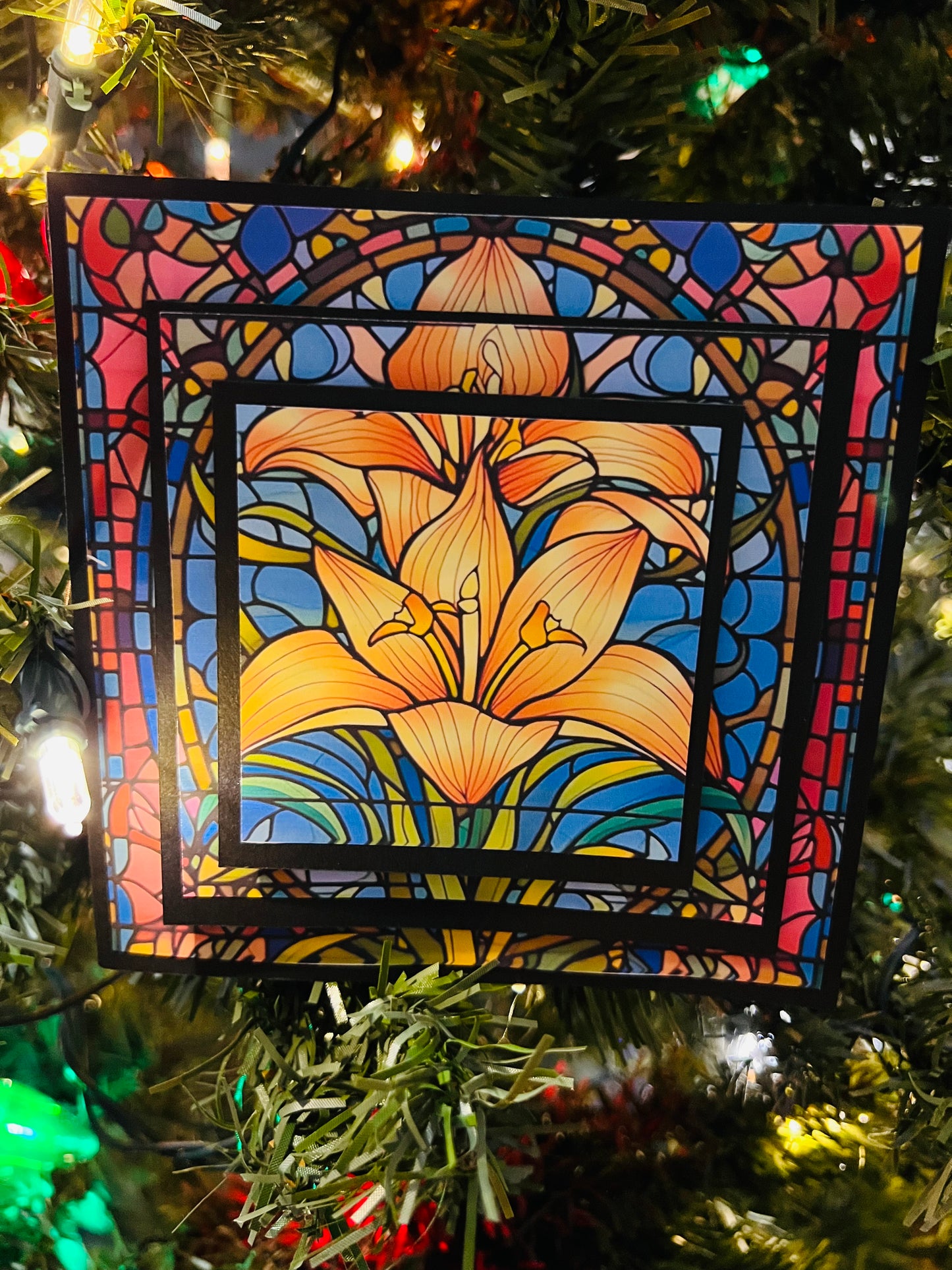 3D Stained Glass Lily Greeting Card